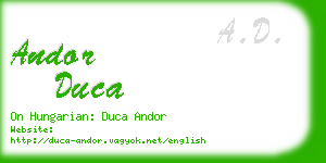 andor duca business card